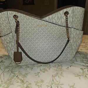 Michael Kors Vanilla and Brown Women's Bag